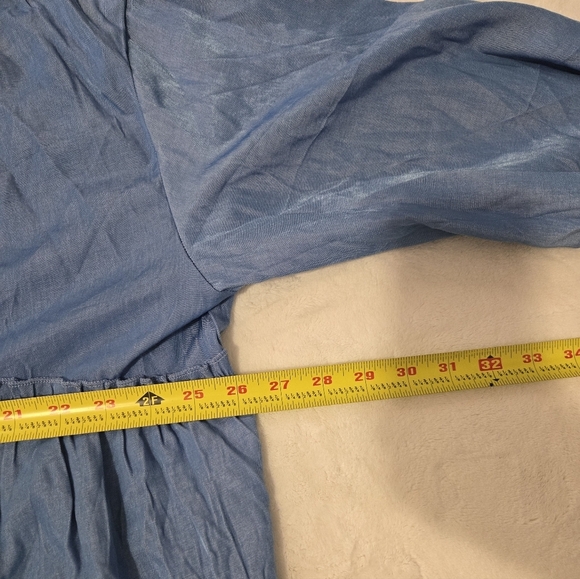 Ursime Tiered Maxi Dress Sz 5XL Blue Short Sleeve Rippled Layered Flowy Blue - Picture 11 of 12